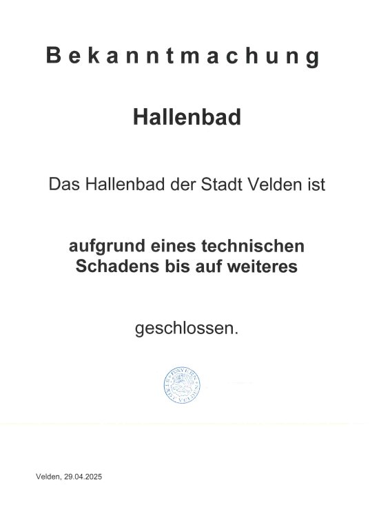 Hallenbad geschlossen